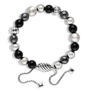 David Yurman Silver Sterling Elements Onyx Bead Bracelet